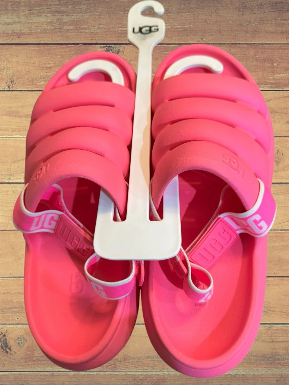 UGG Sport Yeah Pink Foam Removable Slingback Lightweight Slides Size 9 - Picture 7 of 16